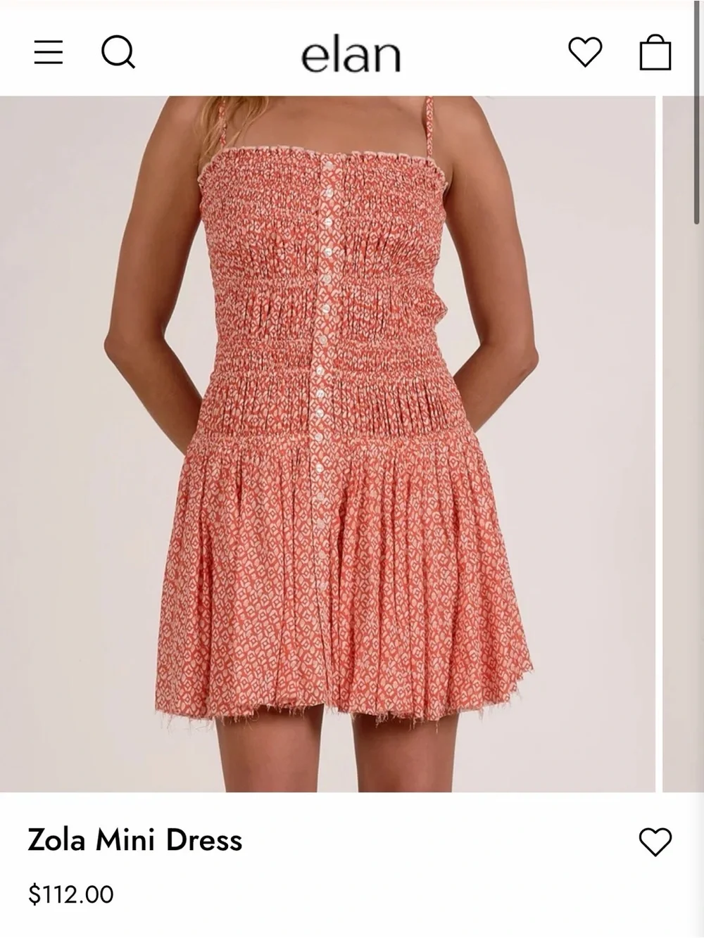 Elan Coral Printed Smocked Spaghetti-Strap Mini Dress
